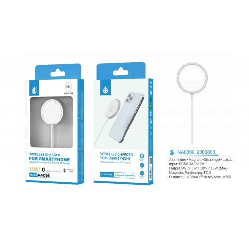 NA0380 - Magnetic Wireless Charger for iPhone 12-16 (MagSafe Compatible, White)