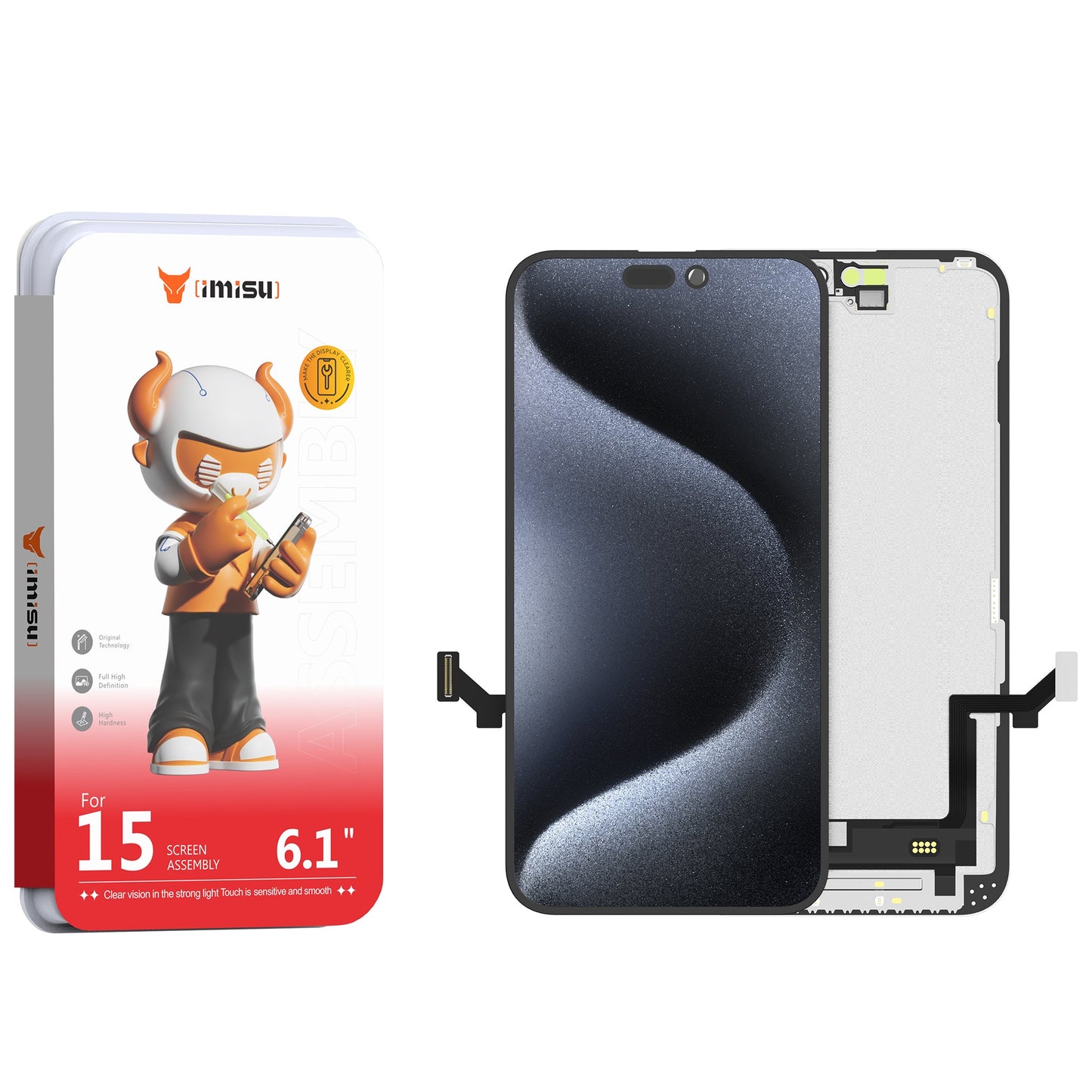 IMISU Certified iPhone 15 LCD Screen Replacement - High-Performance Display