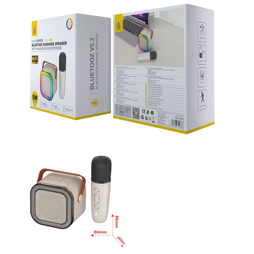 MTK NF4105 - Bluetooth Karaoke Speaker with Wireless Microphone & RGB Lighting