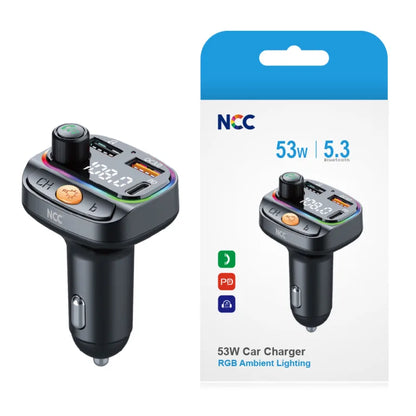 NCC R20 - 53W Car Charger with Bluetooth 5.3, FM Transmitter & RGB Lighting