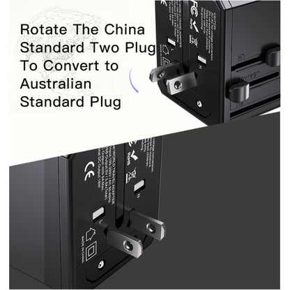 YESIDO MC10 - Universal Travel Adapter with 3 USB Ports & Wireless Charger