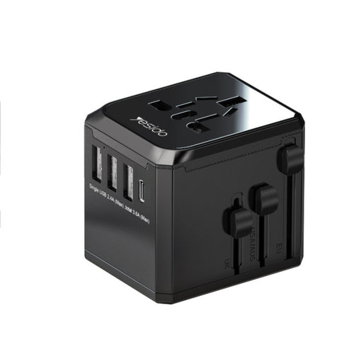 YESIDO MC10 - Universal Travel Adapter with 3 USB Ports & Wireless Charger