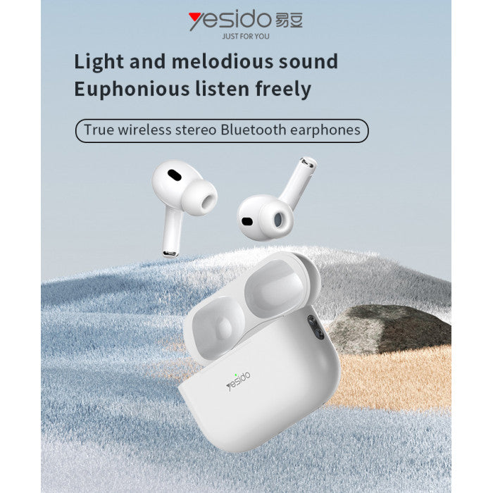 YESIDO JE23.2 - Wireless Earbuds with Soft Ear Hooks & 4-Hour Playtime (White)