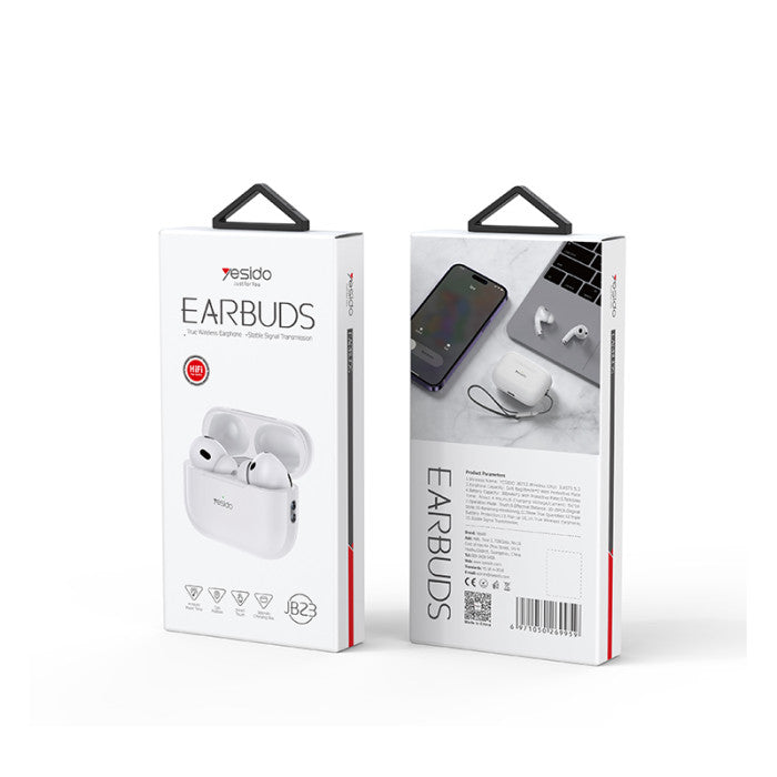 YESIDO JE23.2 - Wireless Earbuds with Soft Ear Hooks & 4-Hour Playtime (White)