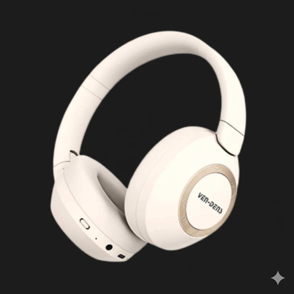 VEN-DENS VD-HP015 - Wireless ANC Noise Cancelling Headphones (Black • Beige)