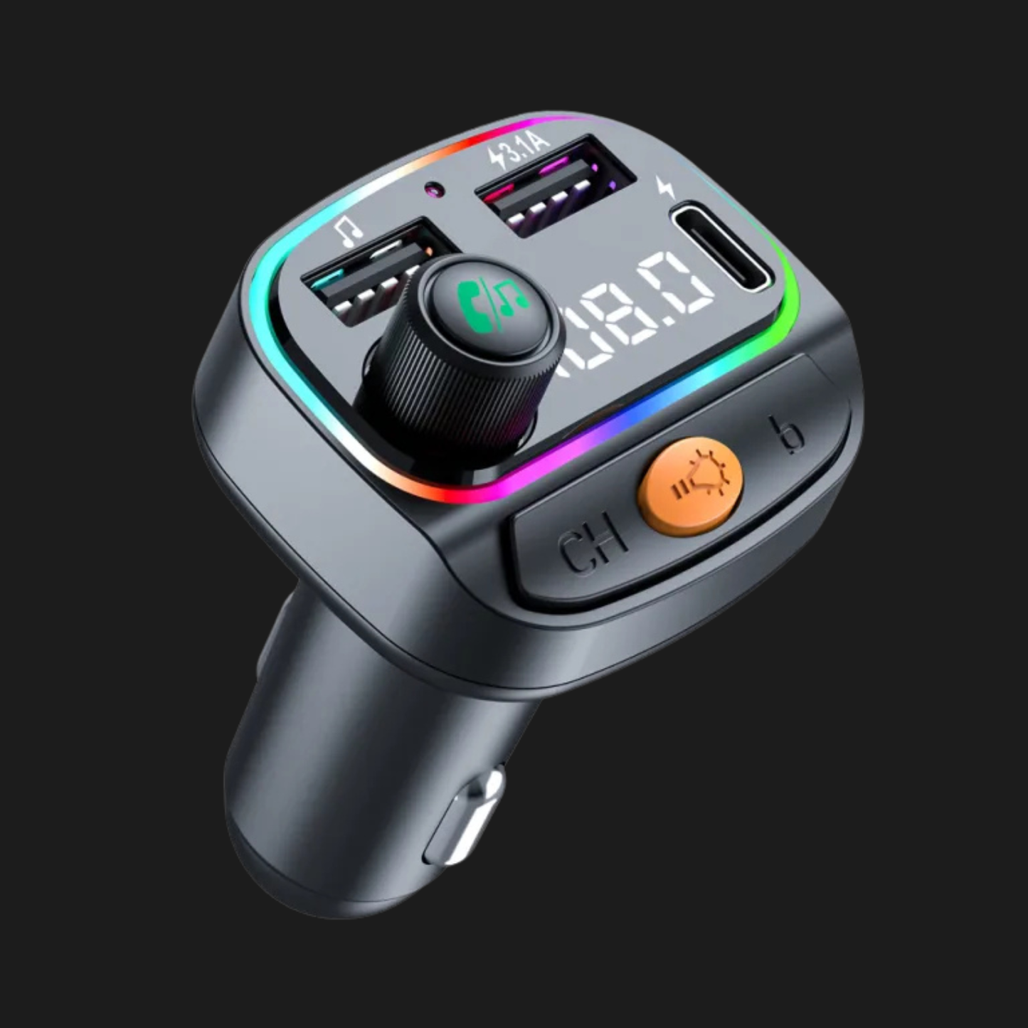 NCC R20 - 53W Car Charger with Bluetooth 5.3, FM Transmitter & RGB Lighting