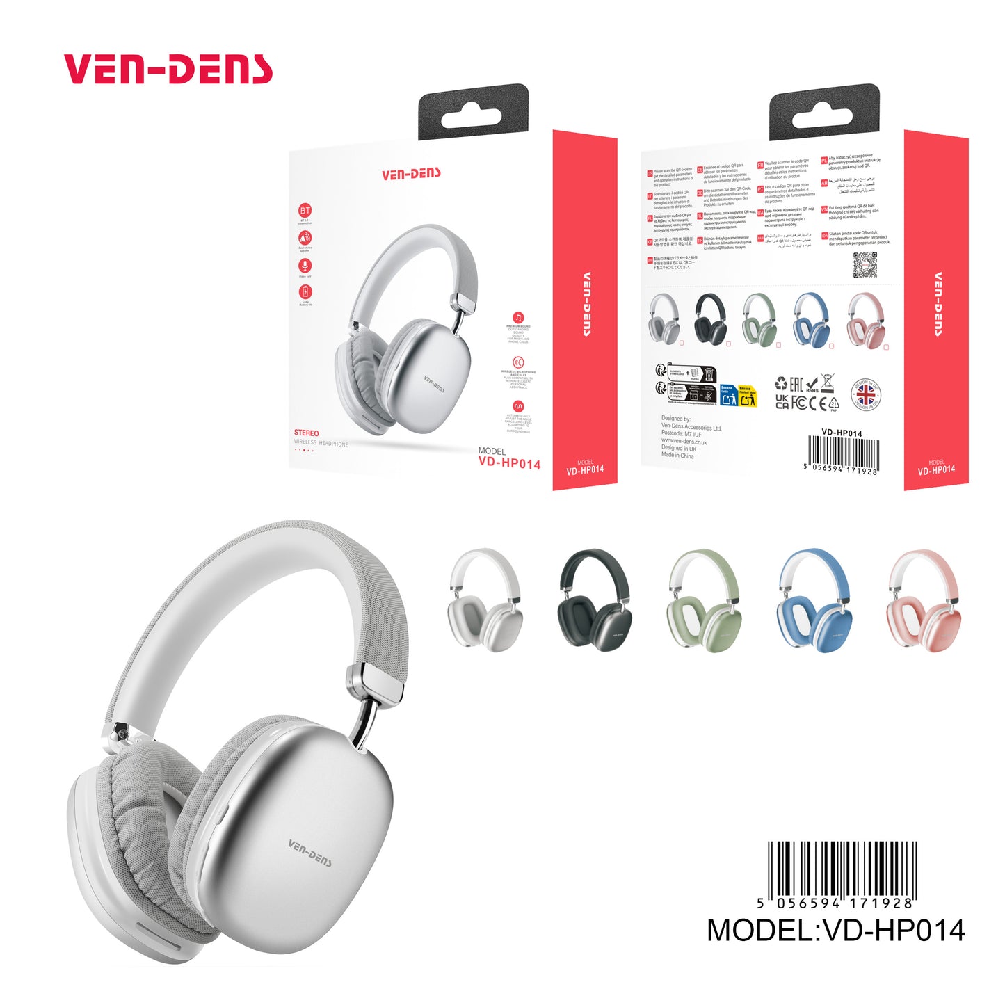 VEN-DENS - Wireless Over-Ear Bluetooth Headphones