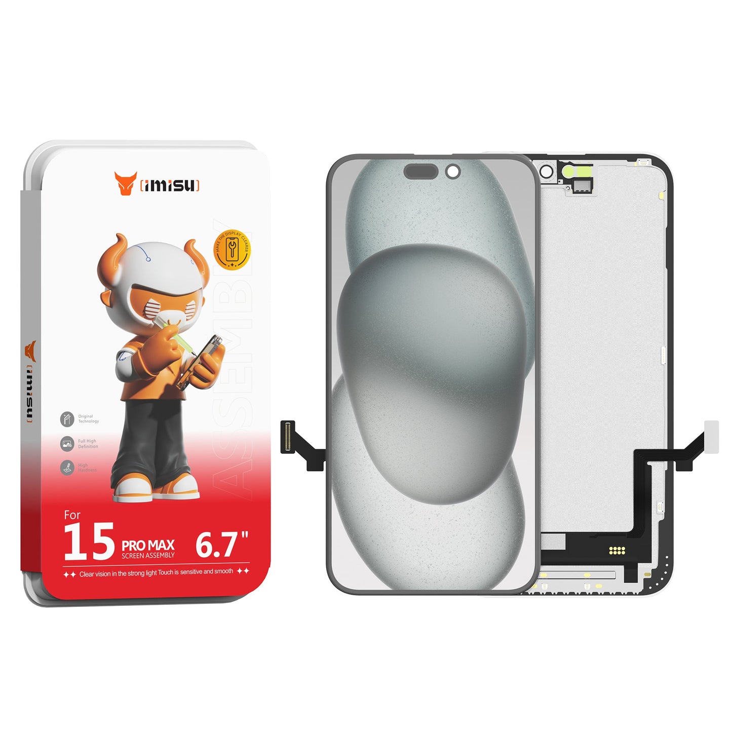 IMISU Certified High-Performance LCD Screen for iPhone 15 Pro Max